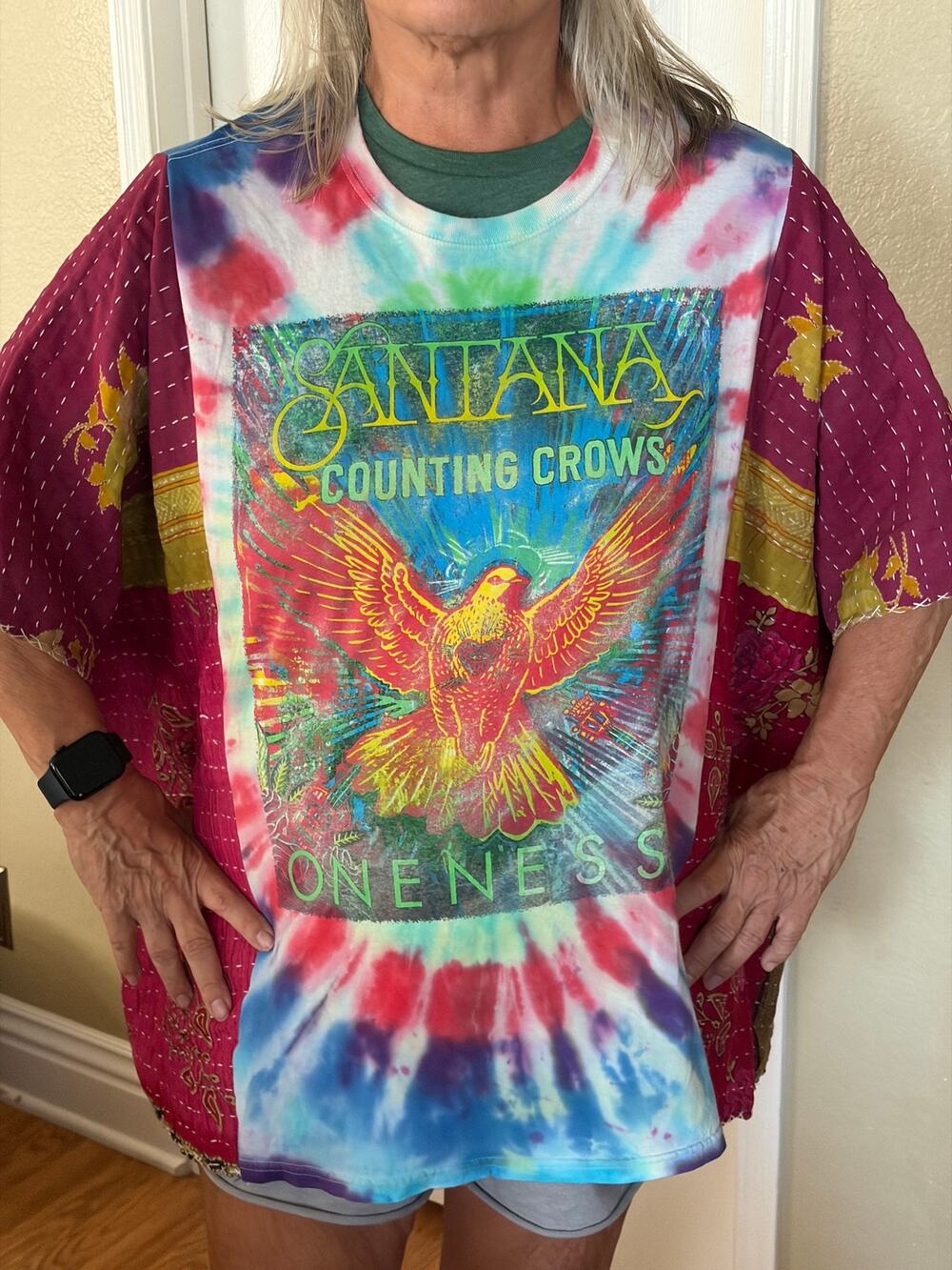 Santana Upcycled Kantha Tunic Top Shirt OS Handmade Boho